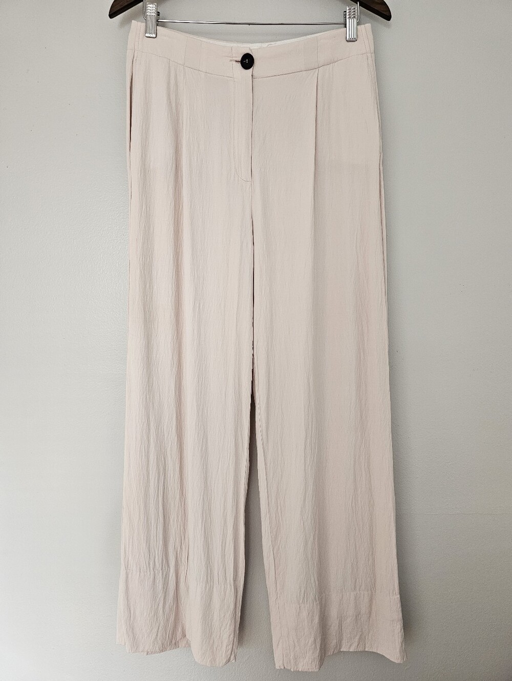 ba&sh high rise pleated wide leg trousers pants cream pink size large